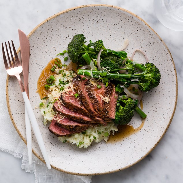 Beef Rump Steak with Cauliflower Parmesan Mash and Jus