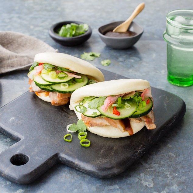 PORK STEAM BUNS WITH CUCUMBER SALAD