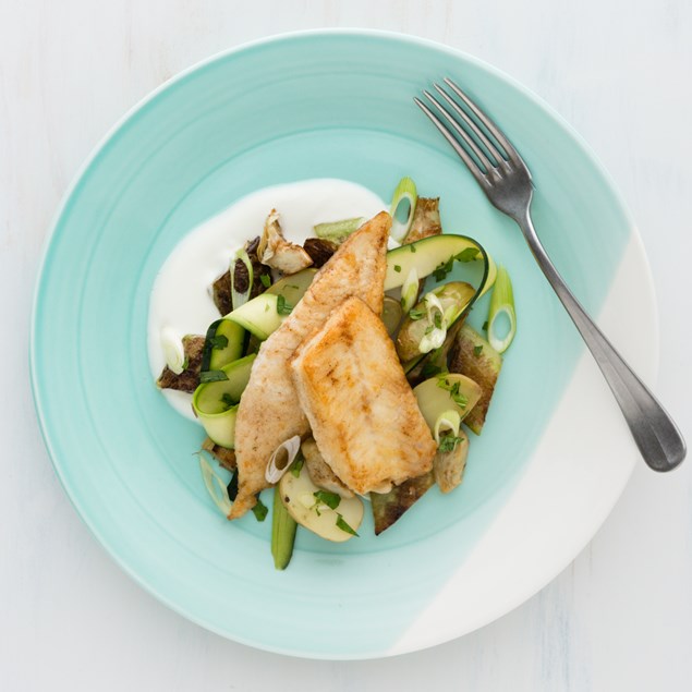 Grilled Fish with Charred Cucumber Salad