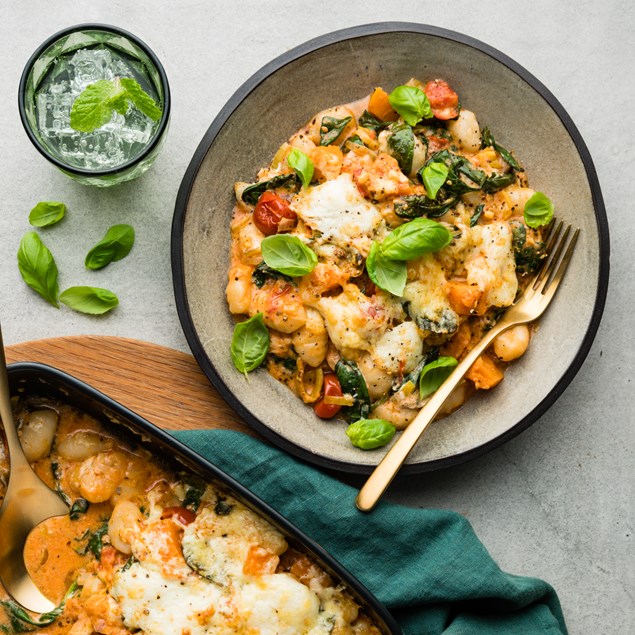 Caprese Gnocchi Bake with Pumpkin & Mozzarella