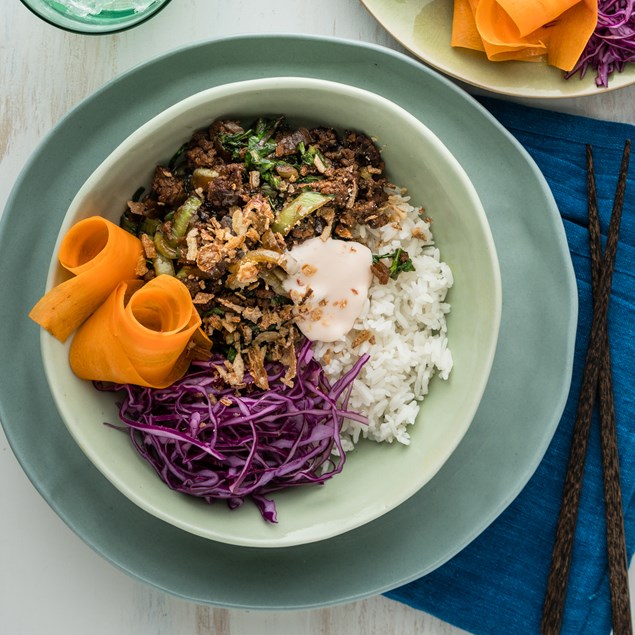Teriyaki Beef Bowl with Pickled Ginger Mayo