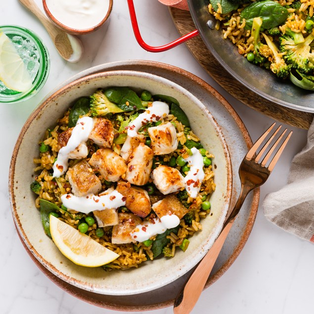 Fish Paella with Saffron & Yoghurt
