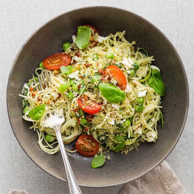 Pea and Pesto Angel Hair Pasta