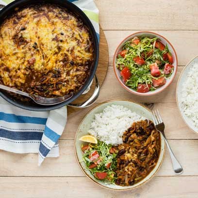 Cheesy Bean Chilli and Rice