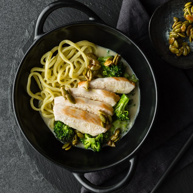 Spring Green Thai Chicken Curry with Sambal Noodles
