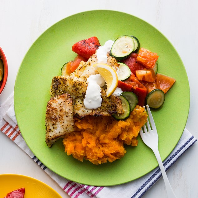 Lemon Pepper Fish with Pumpkin Mash