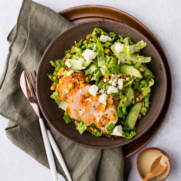 Peri Peri Chicken Salad with Sweetcorn & Tahini Dressing