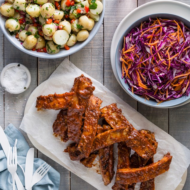 BBQ Pork Ribs with Potato Salad