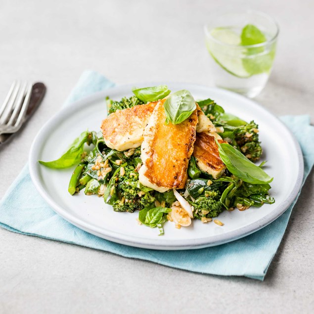 Lemon Grilled Haloumi with Warm Freekeh Salad 