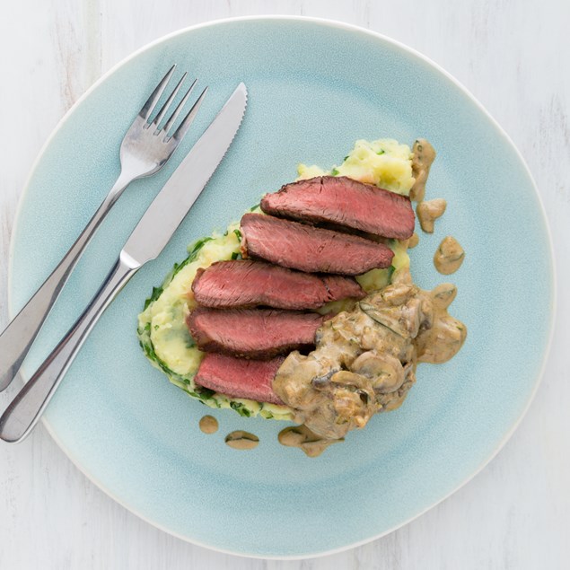 Beef Rump Steak with Mashed Potatoes and Creamy Sauce