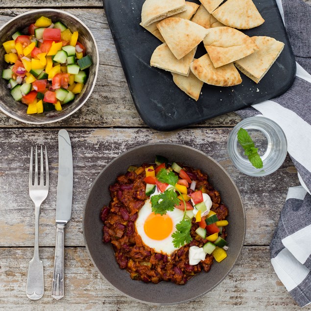 Huevos Rancheros with Tostadas and Tomato Salsa