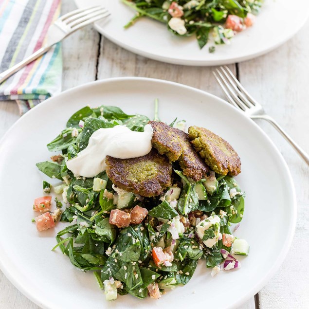 Falafel Salad with Tahini Yoghurt Dressing