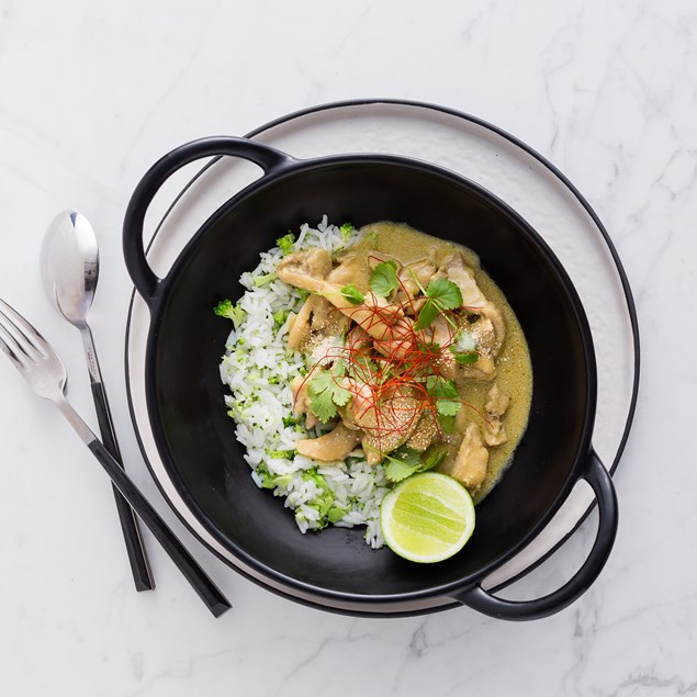 Thai Green Chicken Curry with Anise Rice and Chilli Floss