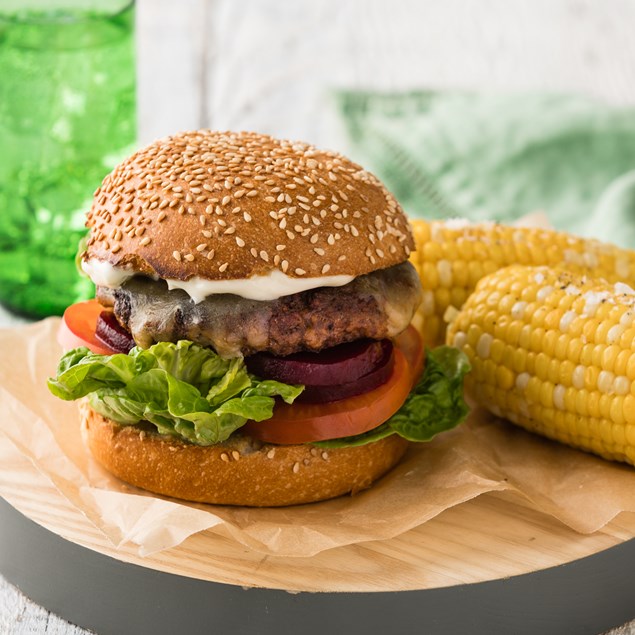 Beef & Beetroot Burger with Corn