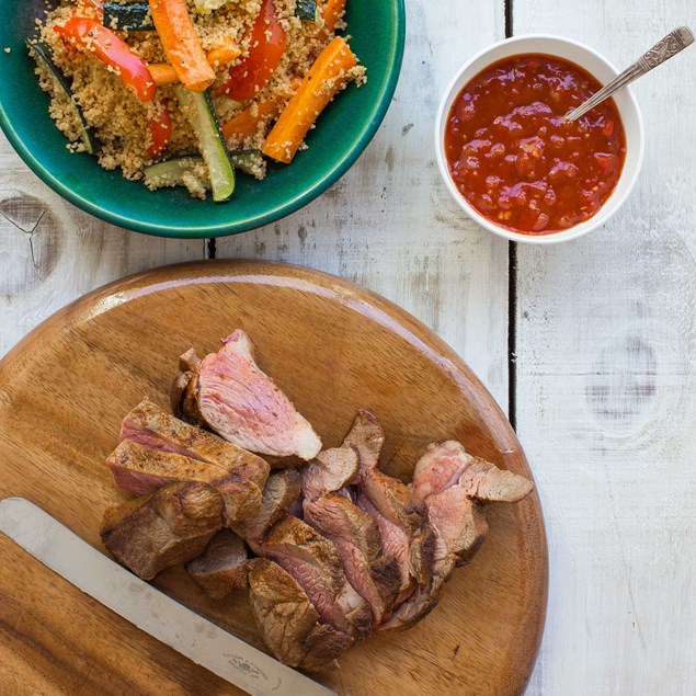 Spiced Lamb with Roast Vegetable Couscous