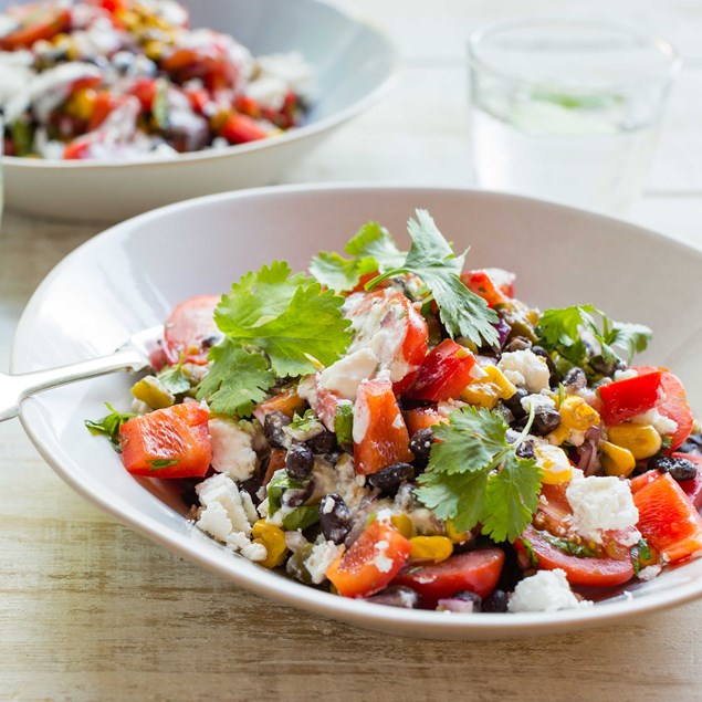 Warmed Black Bean Salad with Creamy Lime and Goat’s Cheese Dressing