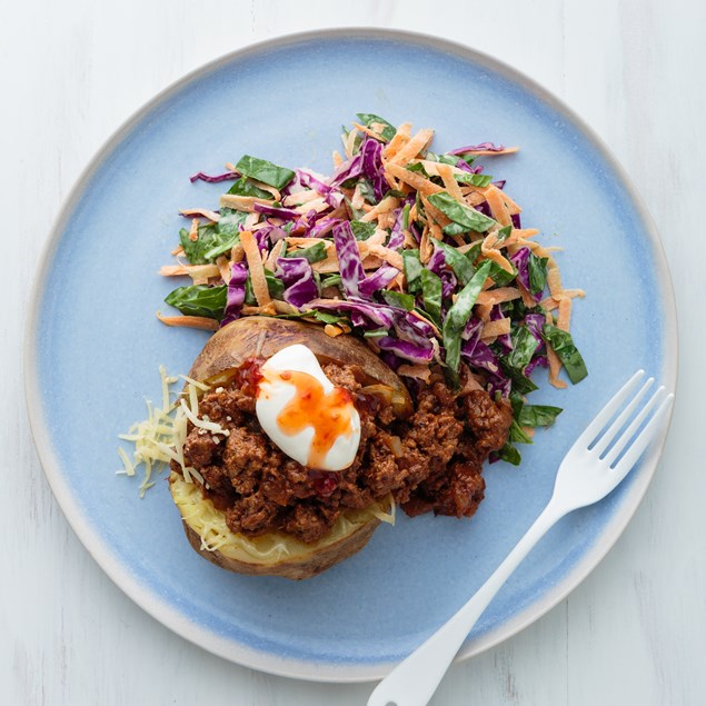 Beef Jacket Potatoes with Autumn Slaw