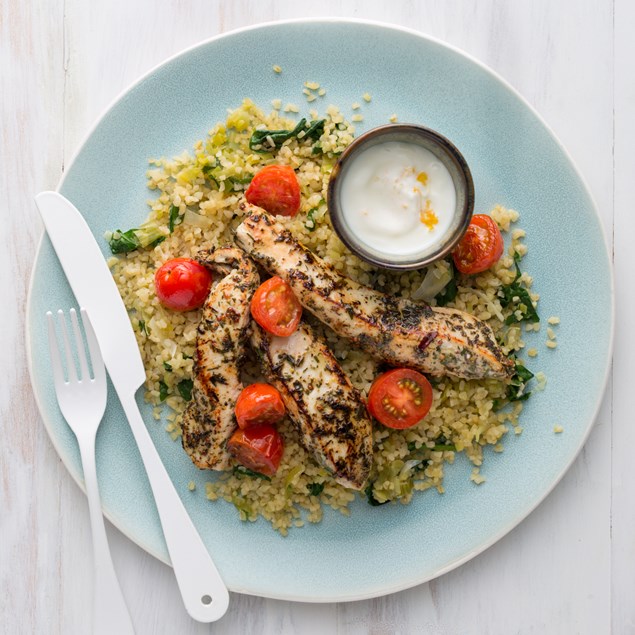 Tarragon Chicken with Lemon Bulgur and Yoghurt