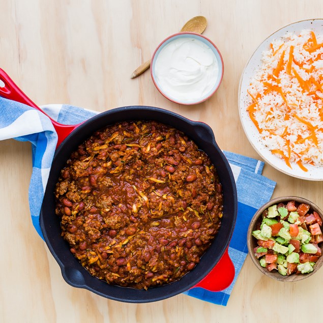Speedy Chilli Con Carne With Tomato Salad