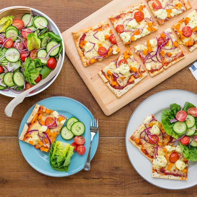 Roast Pumpkin and Cream Cheese Pizzas with Salad