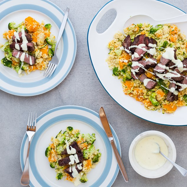 Sumac Lamb with Roast Pumpkin and Broccoli Couscous