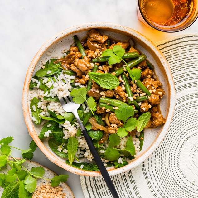 Hoisin Pork & Green Bean Stir-Fry with Brown Rice