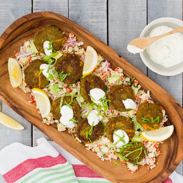 Falafel Kofta with Lemon and Feta Quinoa