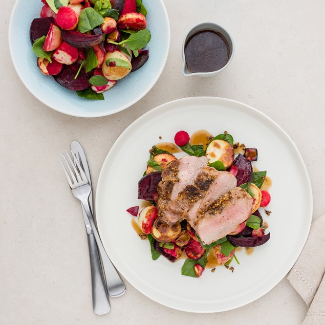 Orange and Fennel pork with Roast Beetroot Salad