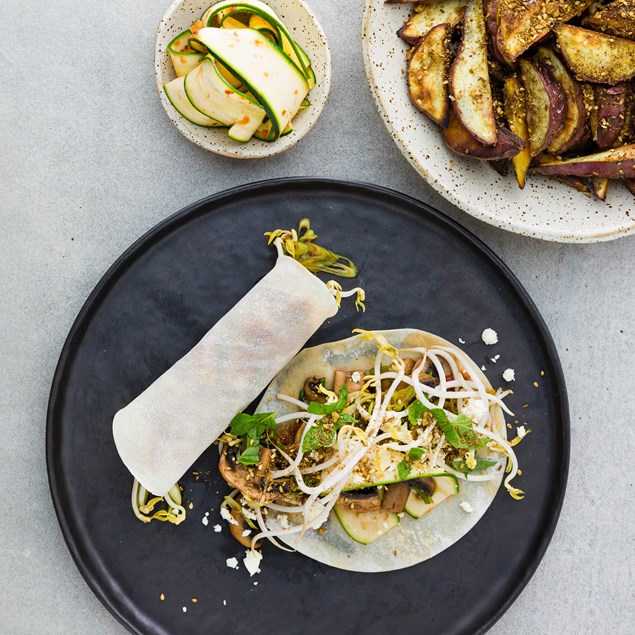 Chinese Pancakes with Asian Peanut Dukkah and Chilli Jam