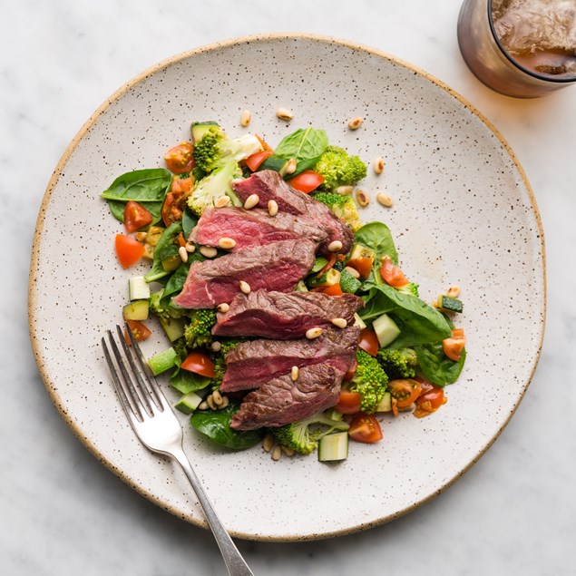 Italian Beef Sirloin Steaks with Salsa D'acciughe and Parmesan 