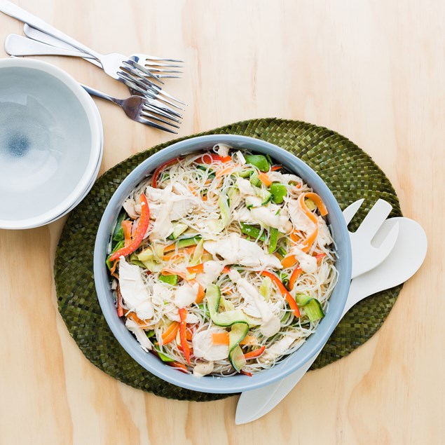 Poached Chicken and Vermicelli Noodle Salad with Japanese Dressing