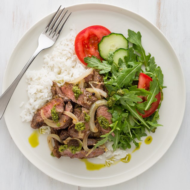 Churrasco Beef with Chimichurri and Jasmine Rice