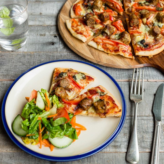 Italian Sausage Pizzas with Salad