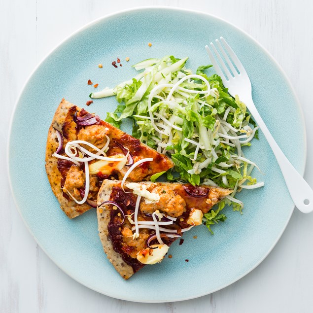 Teriyaki Pork Pizzas with Asian Slaw