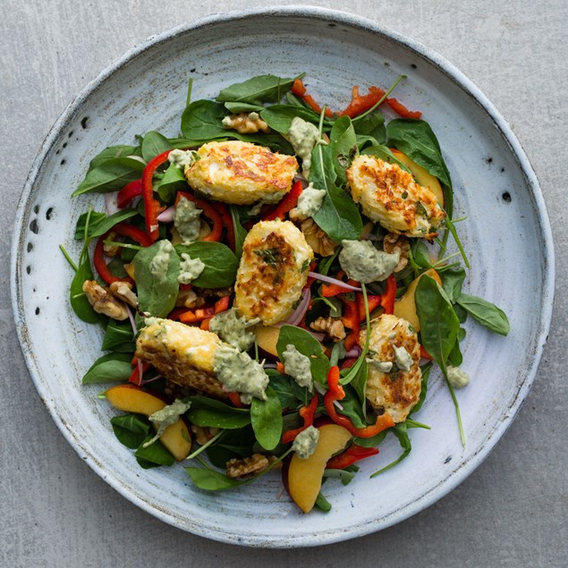 Cheesy Cauliflower Puffs with Rocket Salad