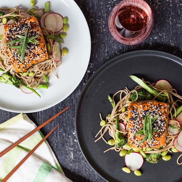 Teriyaki-Glazed Salmon with Soba Noodle Salad