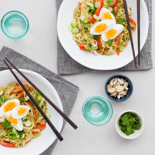 Thai Rice Noodle Stir-Fry with Eggs and Cashews