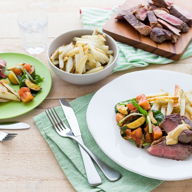 Beef Sirloin Steak with Hand-Cut Chips and Mustard Sauce