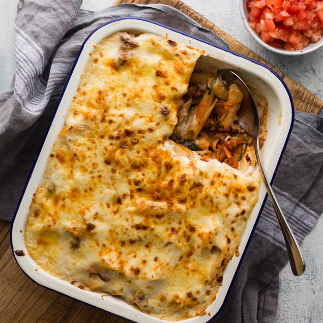 Chorizo Pasta Bake with Béchamel Sauce