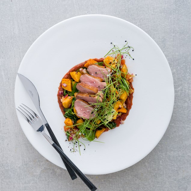 Mexican Duck with Avocado Mousse and Micro Spring Onions