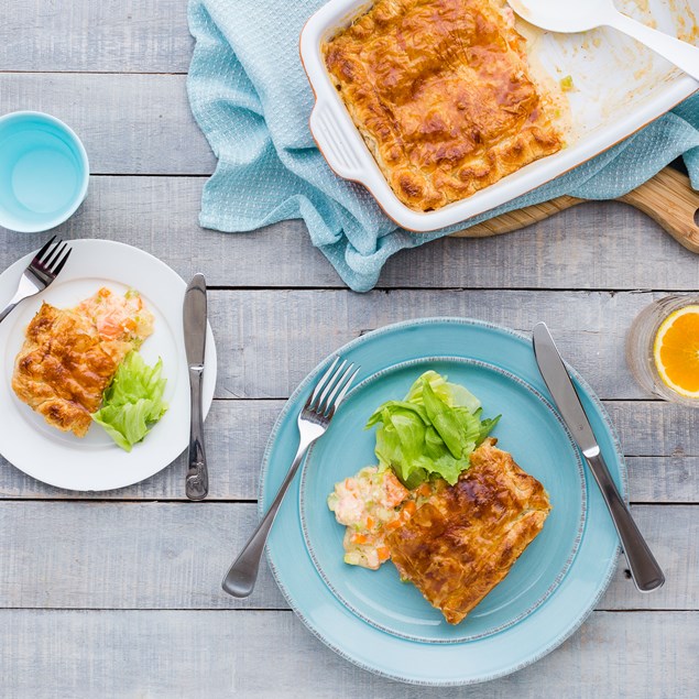 Salmon Pot Pie with Puff Pastry