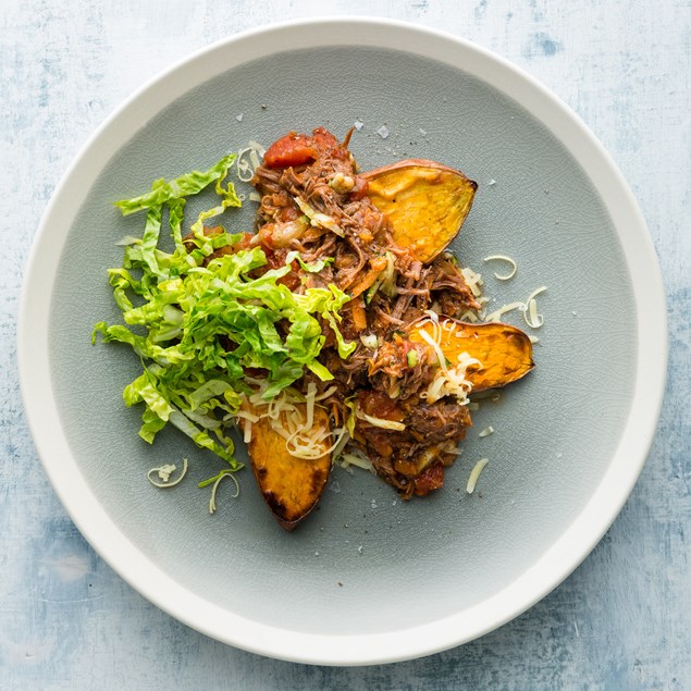 Pulled Beef Kumara with Sour Cream