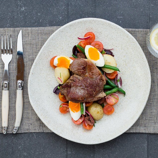 Pan-Fried Lamb Steak with Nicoise Salad