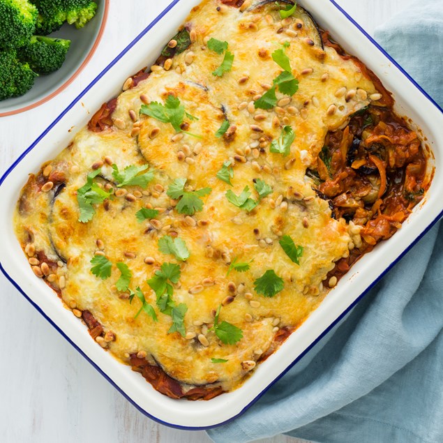 Cheesy Spanish Eggplant Lasagne with Broccoli