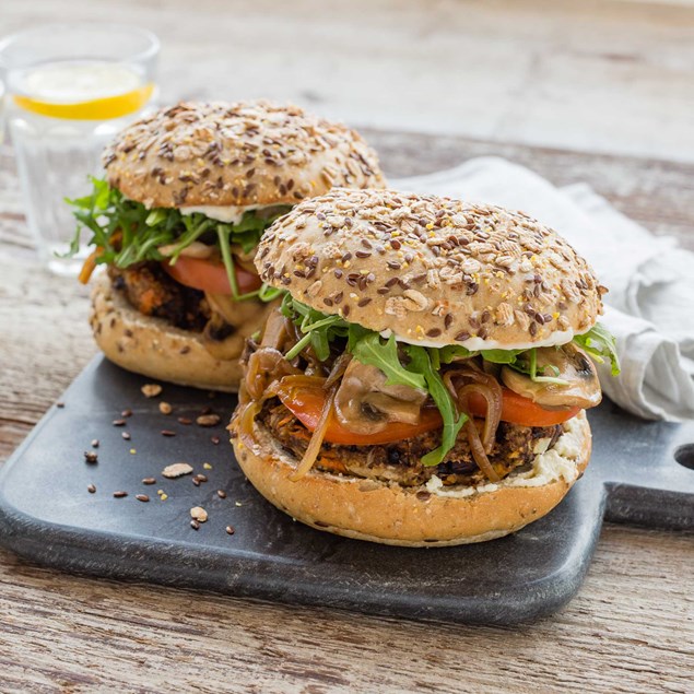 Tofu Black Bean Burgers with Creamy Feta