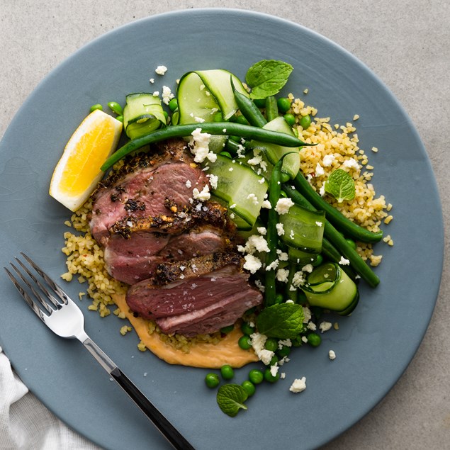 Lamb Rump with Bean Salad, Chimichurri and Feta