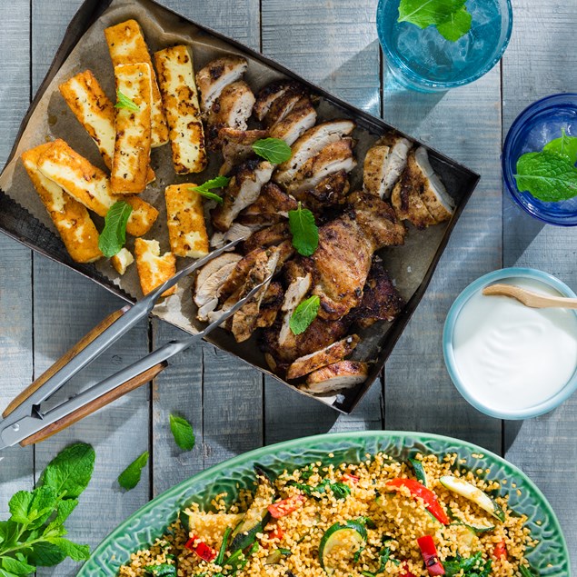 Chicken, Haloumi and Mediterranean Bulgur Salad