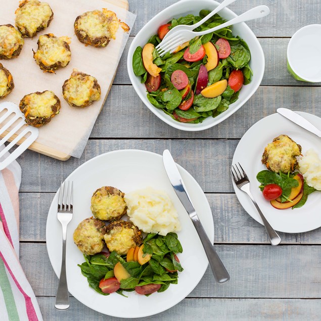 Cheesy Meatballs with Potato Mash