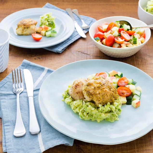 Lemon Pepper Chicken with Mashed Broccoli Potatoes