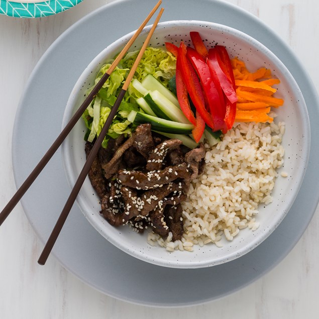 Beef Bowls with Teriyaki Dressing